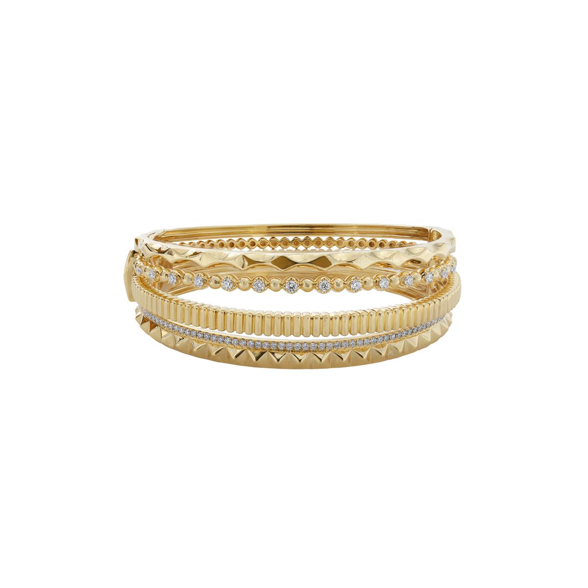 London Collection 18k Mixed Shape Multi Row Bangle Bracelet