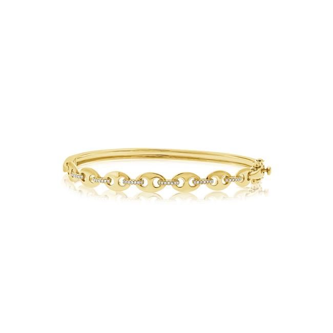  London Collection 14k Gold Diamond Anchor Link Bracelet