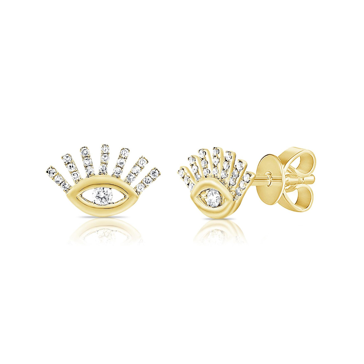 London Collection 14k Diamond Eye Lash Stud Earrings