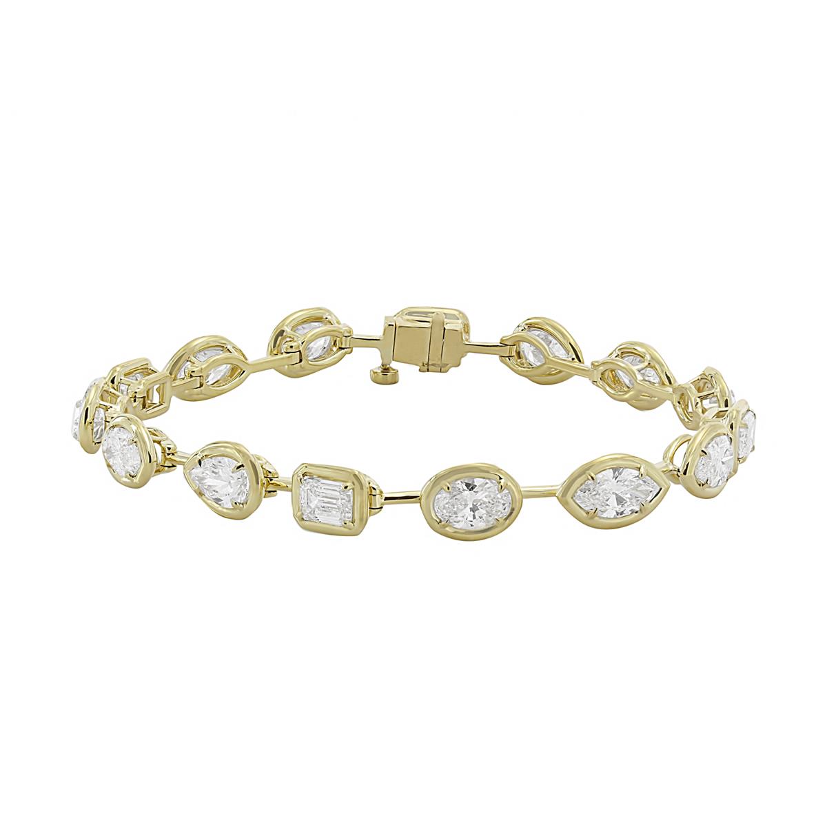 London Collection 18k Yellow Gold Mixed Shape Bezel Set Diamond Bracelet