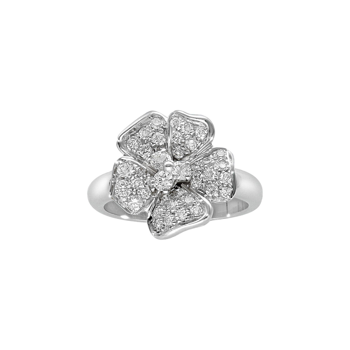 Leo Pizzo White Gold Round Diamond Flower Ring