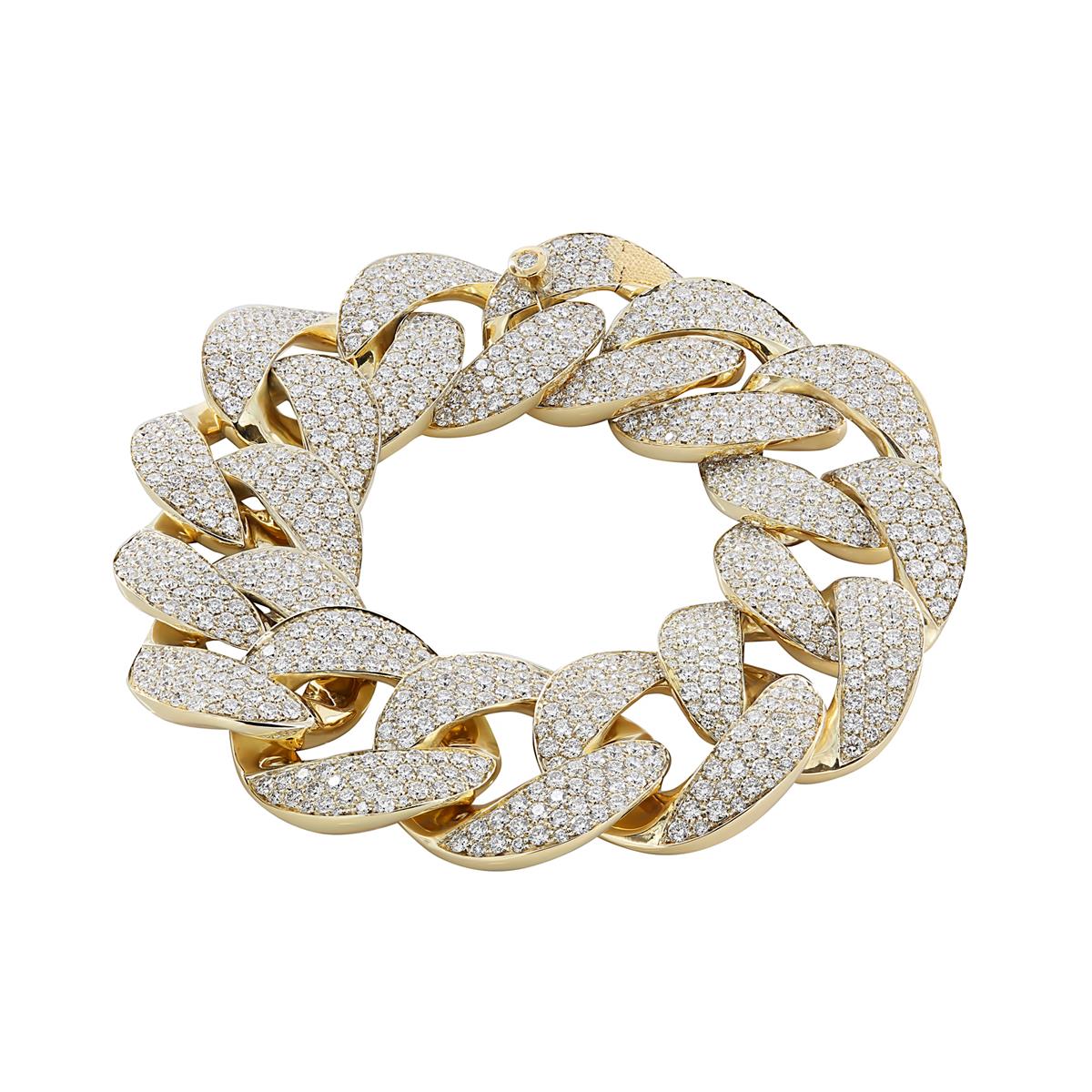 London Collection 18k Yellow Gold Extra Large Pave Diamond Curb Chain Bracelet