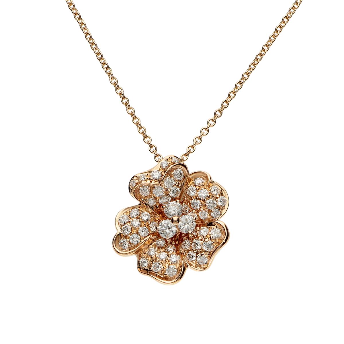 Leo Pizzo Rose Gold Diamond Flower Pendant Necklace