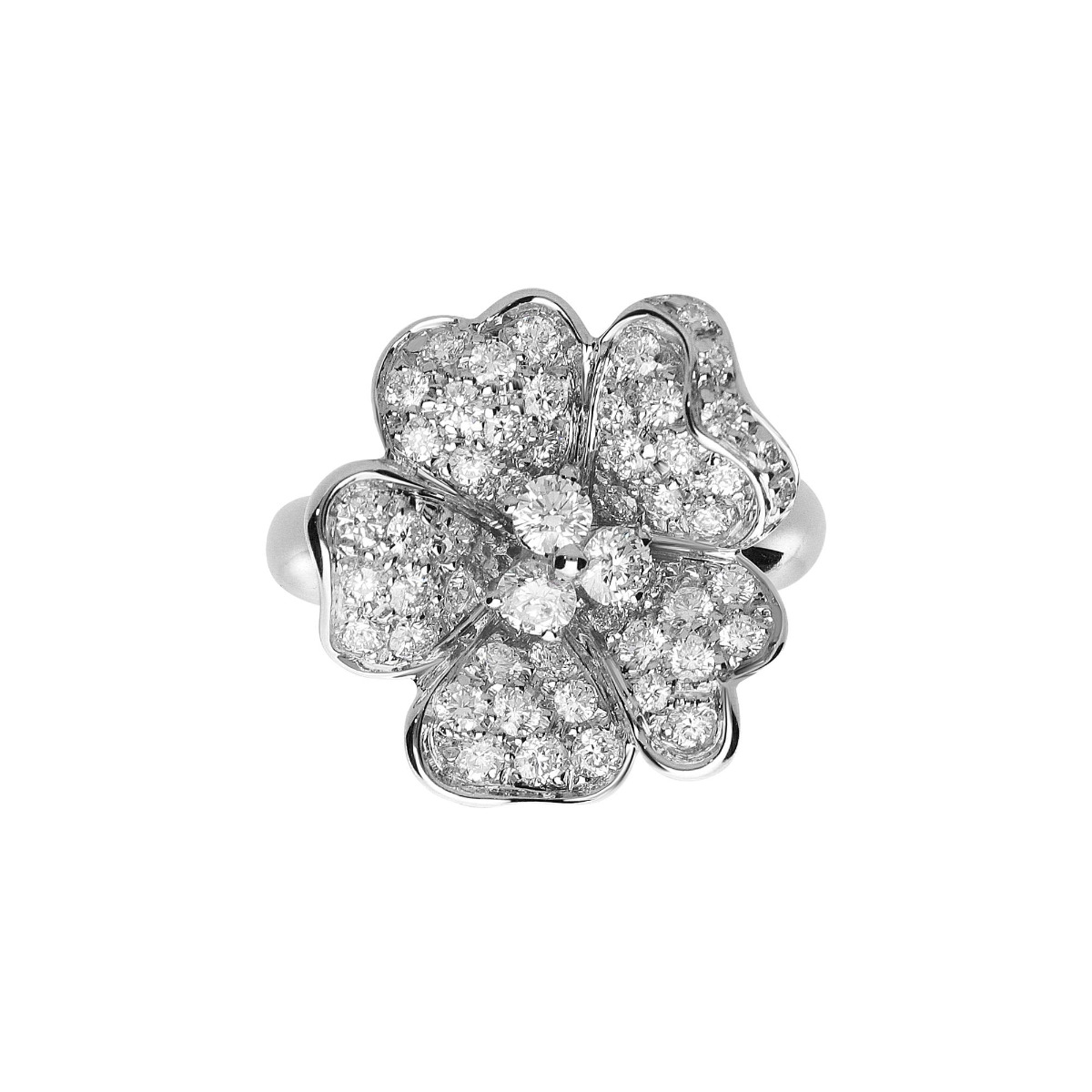 Leo Pizzo White Gold Round Diamond Flower Ring