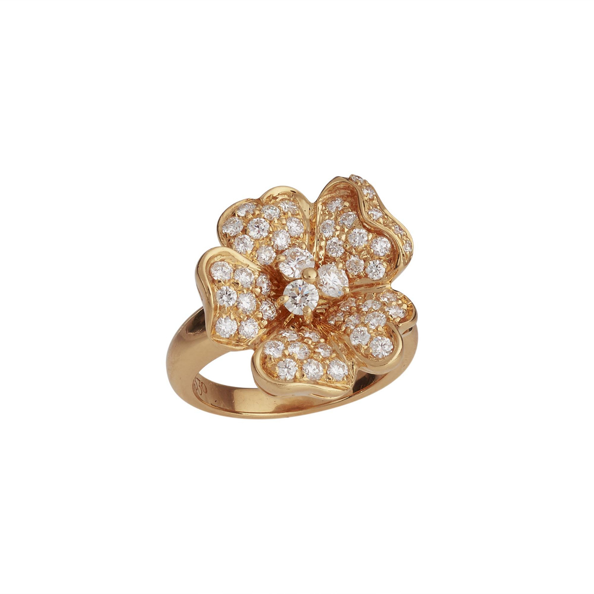 Leo Pizzo 18k Rose Gold Round DIamond Flower Ring