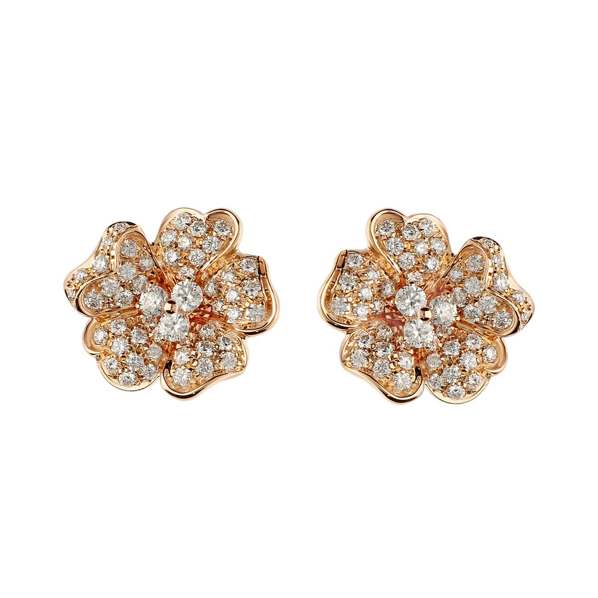 Leo Pizzo 18k Gold and Diamond Flower Earrings