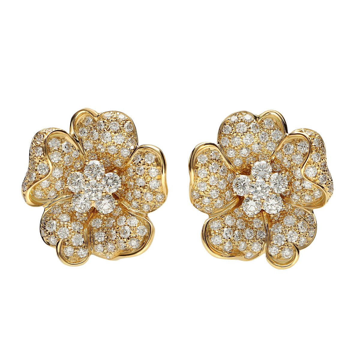 Leo Pizzo 18k Yellow Gold Diamond Flower Stud Earrings