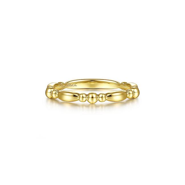 Gabriel & Co Bridal 14k Yellow Gold Alternative Bar Bead Stack Ring