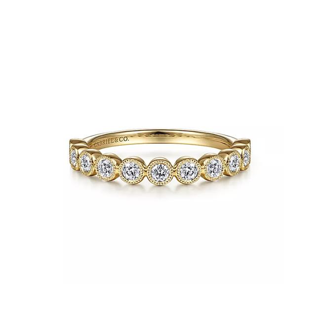 Gabriel & Co Bridal 14k Yellow Gold Diamond Bezel Ring