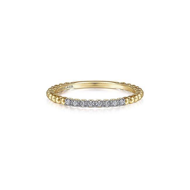 Gabriel & Co Bridal 14k Yellow Gold Diamond Bead Stackable Ring