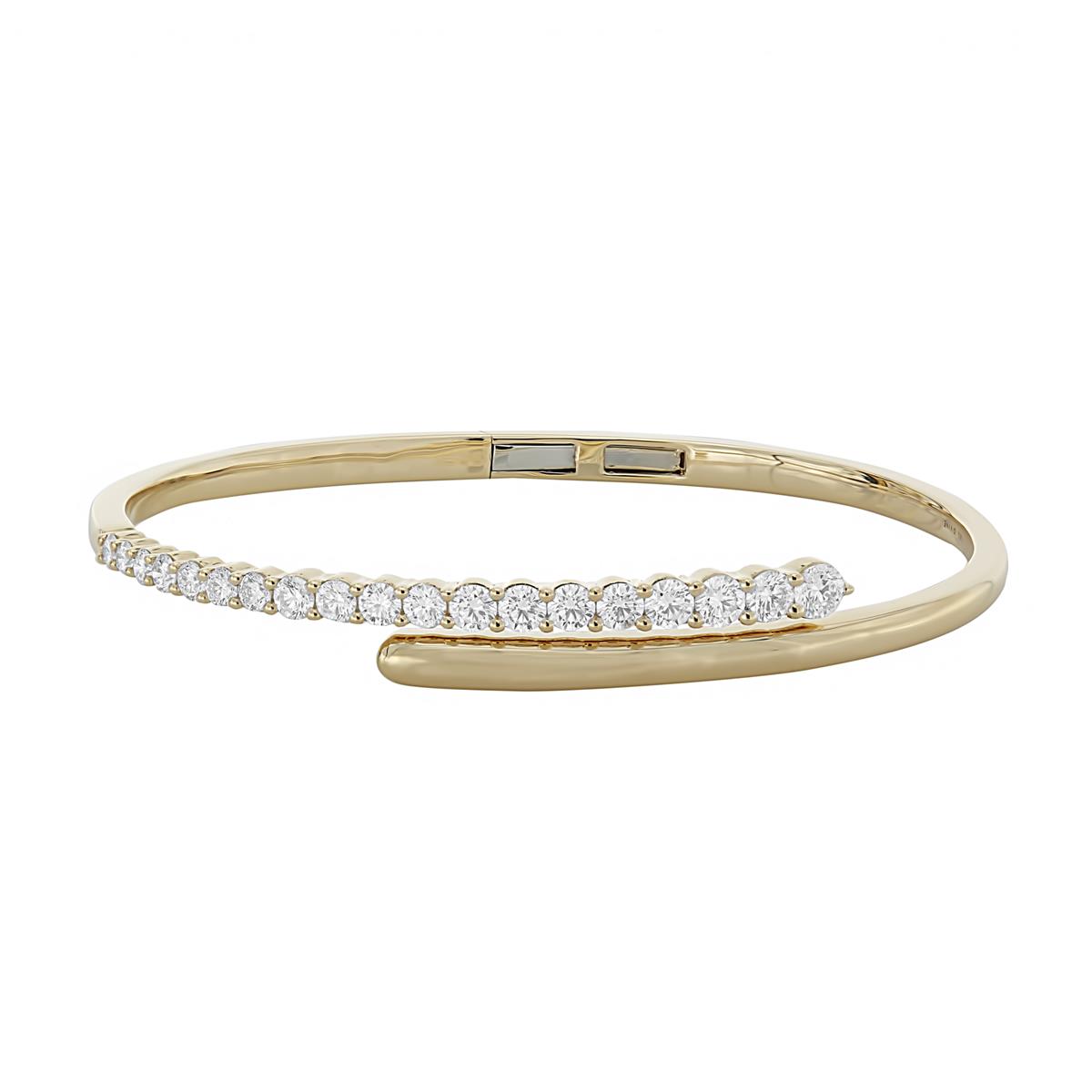 London Collection 14k Yellow Gold Diamond Bypass Bangle Bracelet