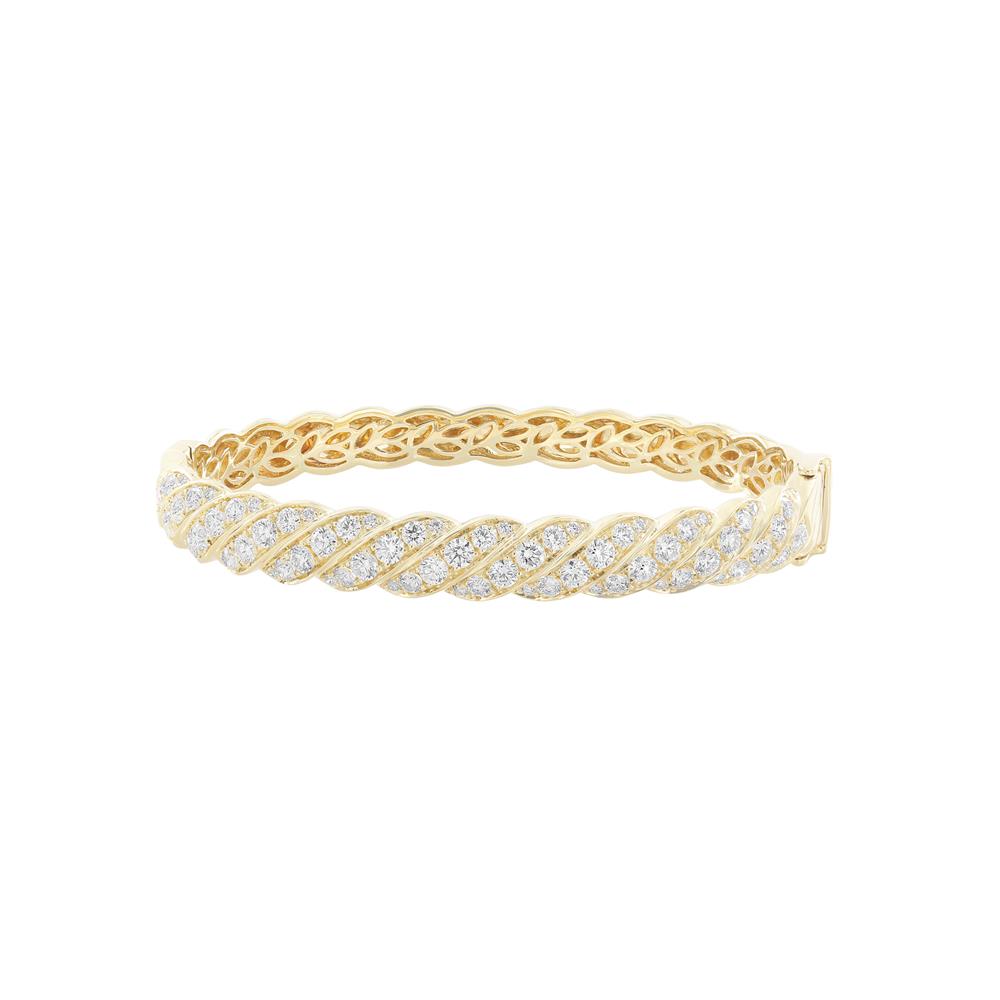 London Collection 14k Yellow Gold Diamond Twist Bangle Bracelet