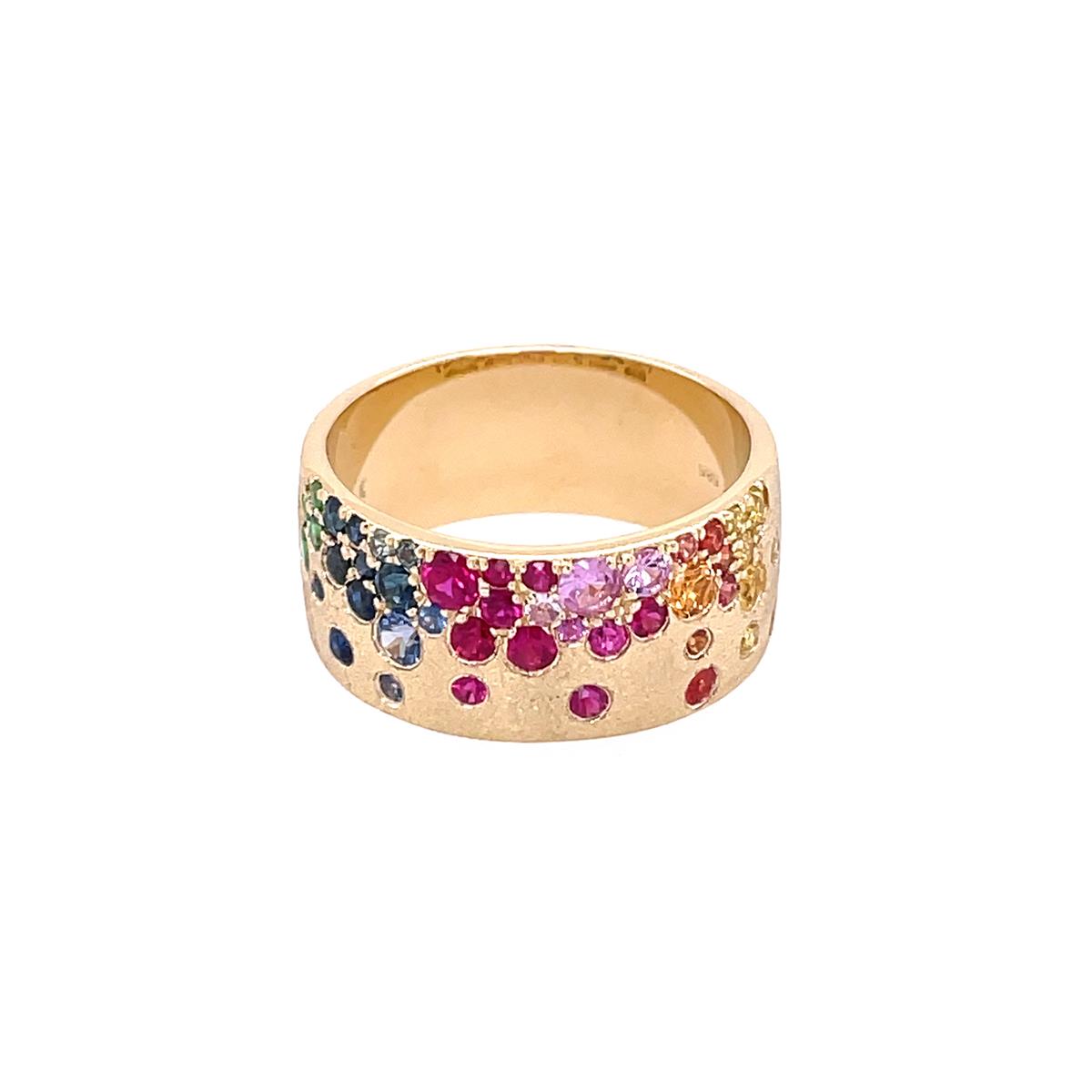 London Collection 14k Yellow Gold Wide Multicolor Sapphire Ring