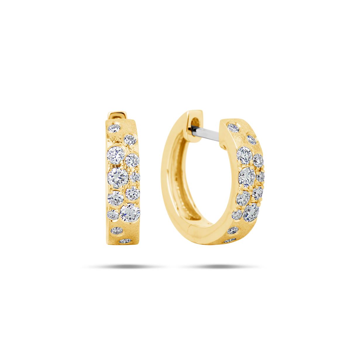 London Collection 14k Yellow Gold Scattered Diamond Huggie Earrings