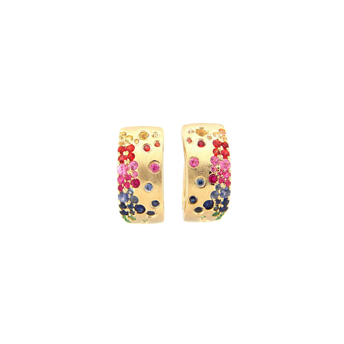 London Collection Confetti Yellow Gold Rainbow Sapphire Huggie Earrings