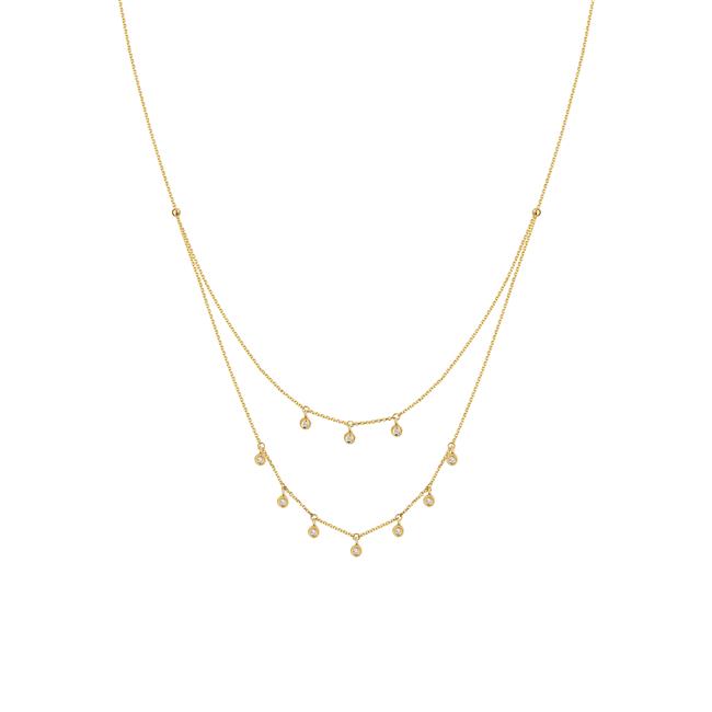 London Collection 14k Yellow Gold Diamond Double Chain Necklace