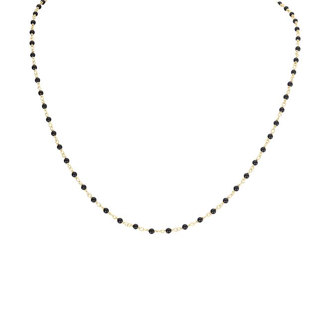 London Collection 14k Yellow Gold Onyx Beaded Necklace