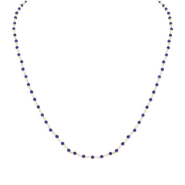 London Collection 14k Yellow Gold Lapis Beaded Necklace