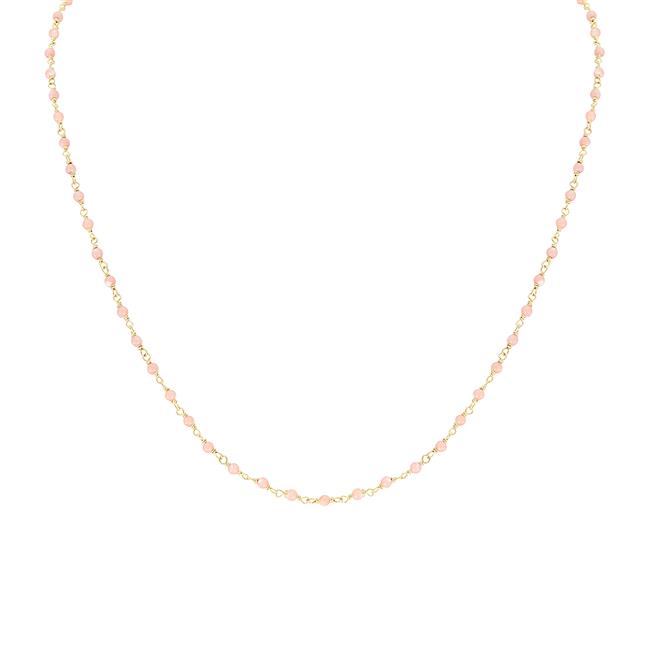 London Collection 14k Yellow Gold Pink Beaded Necklace