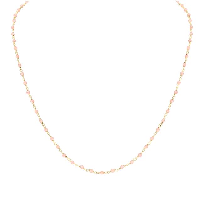 London Collection 14k Yellow Gold Pink Beaded Necklace