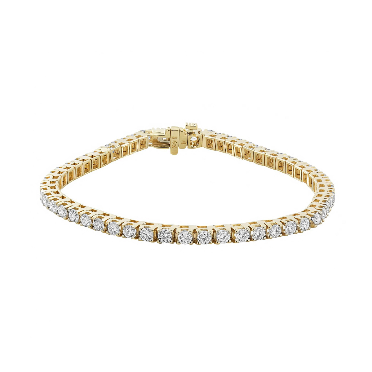 London Collection 14k Yellow Gold Four Prong Diamond Tennis Bracelet