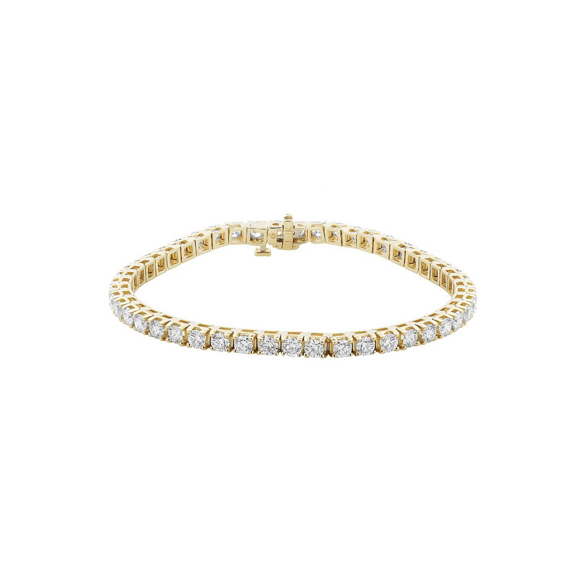 London Collection 14k Yellow Gold Four Prong Diamond Tennis Bracelet