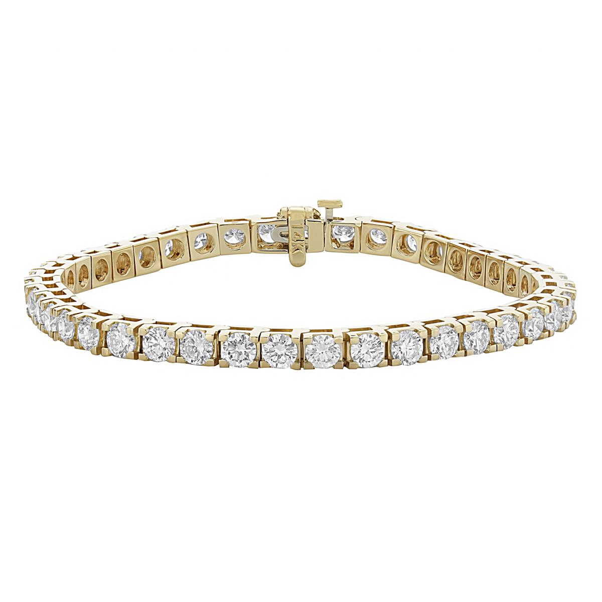 London Collection 14k Yellow Gold 4 Prong Set Diamond Tennis Bracelet