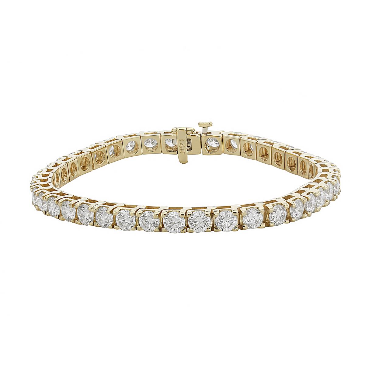 London Collection 14k Yellow Gold 4 Prong Set Diamond Tennis Bracelet