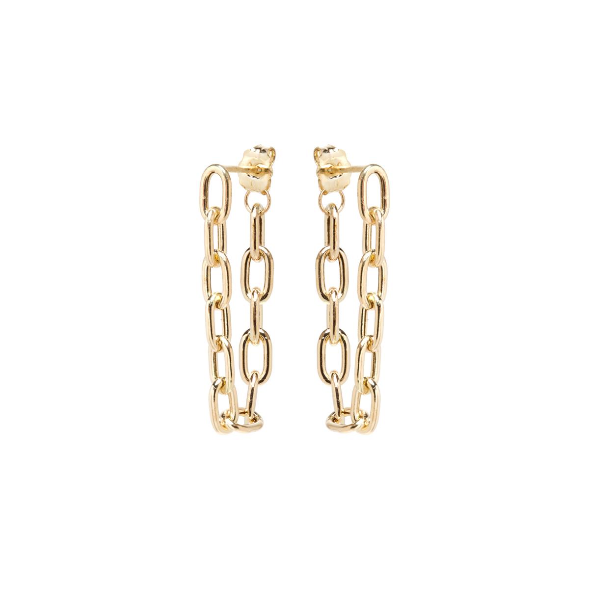 Zoe Chicco 14k Yellow Gold Medium Square Oval Link Soft Hoop Earrings