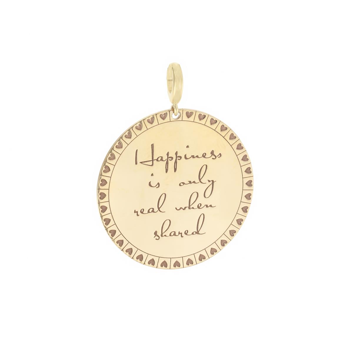 Zoe Chicco 14k Yellow Gold Happiness is Only Real When Shared Pendant