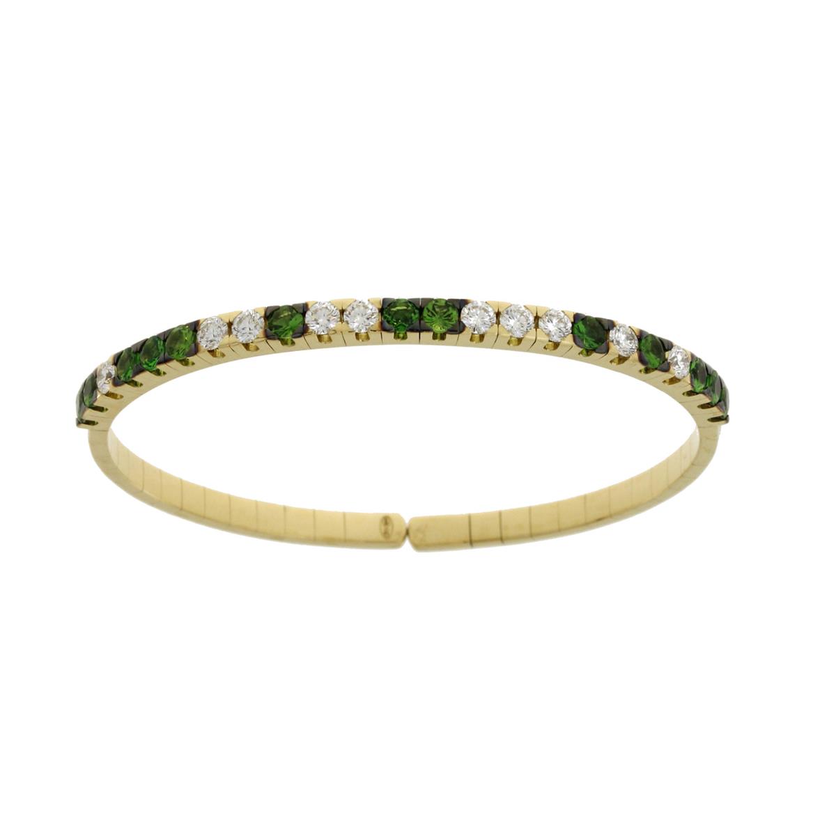 London Collection 18k Yellow Gold Tsavorite and Diamond Bangle Bracelet