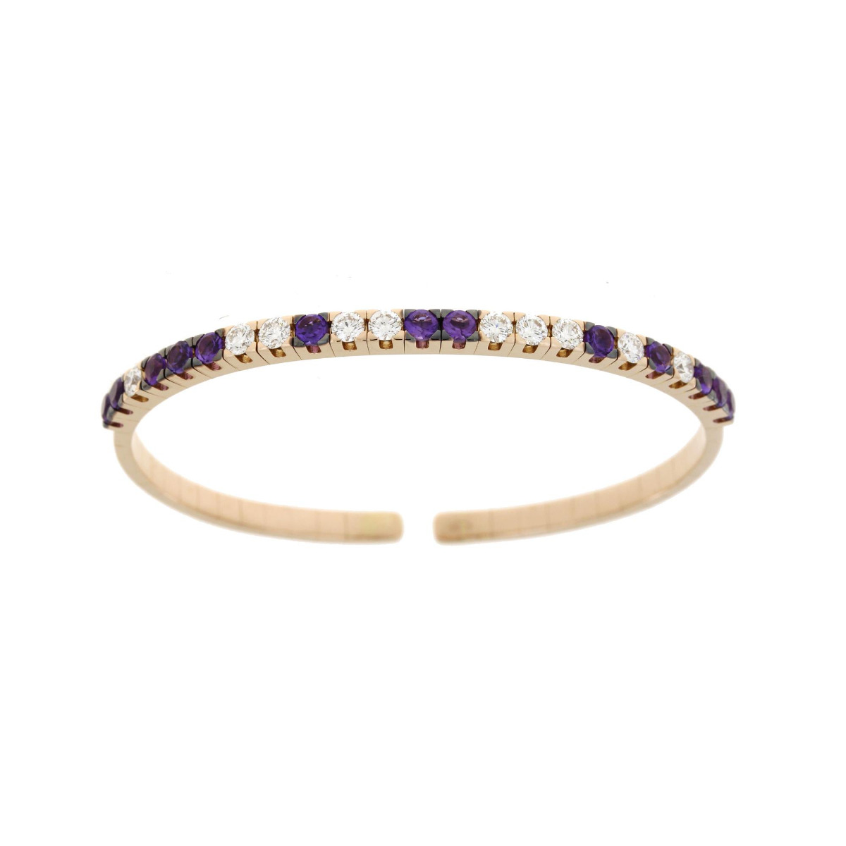 London Collection 18k Rose Gold Gemstone and Diamond Bangle Bracelet