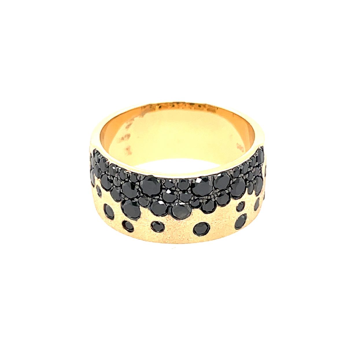 London Collection 14k Yellow Gold Scattered Black Diamond Cigar Band