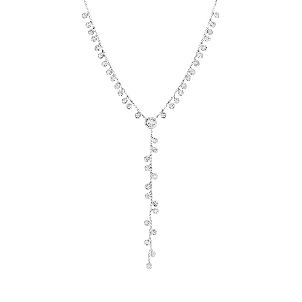 London Collection 18k White Gold Dangling Bezel Set Diamond "Y" Necklace