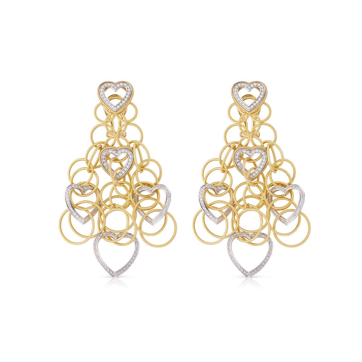 Buccellati Hawaii Yellow and White Gold Diamond Heart Earrings