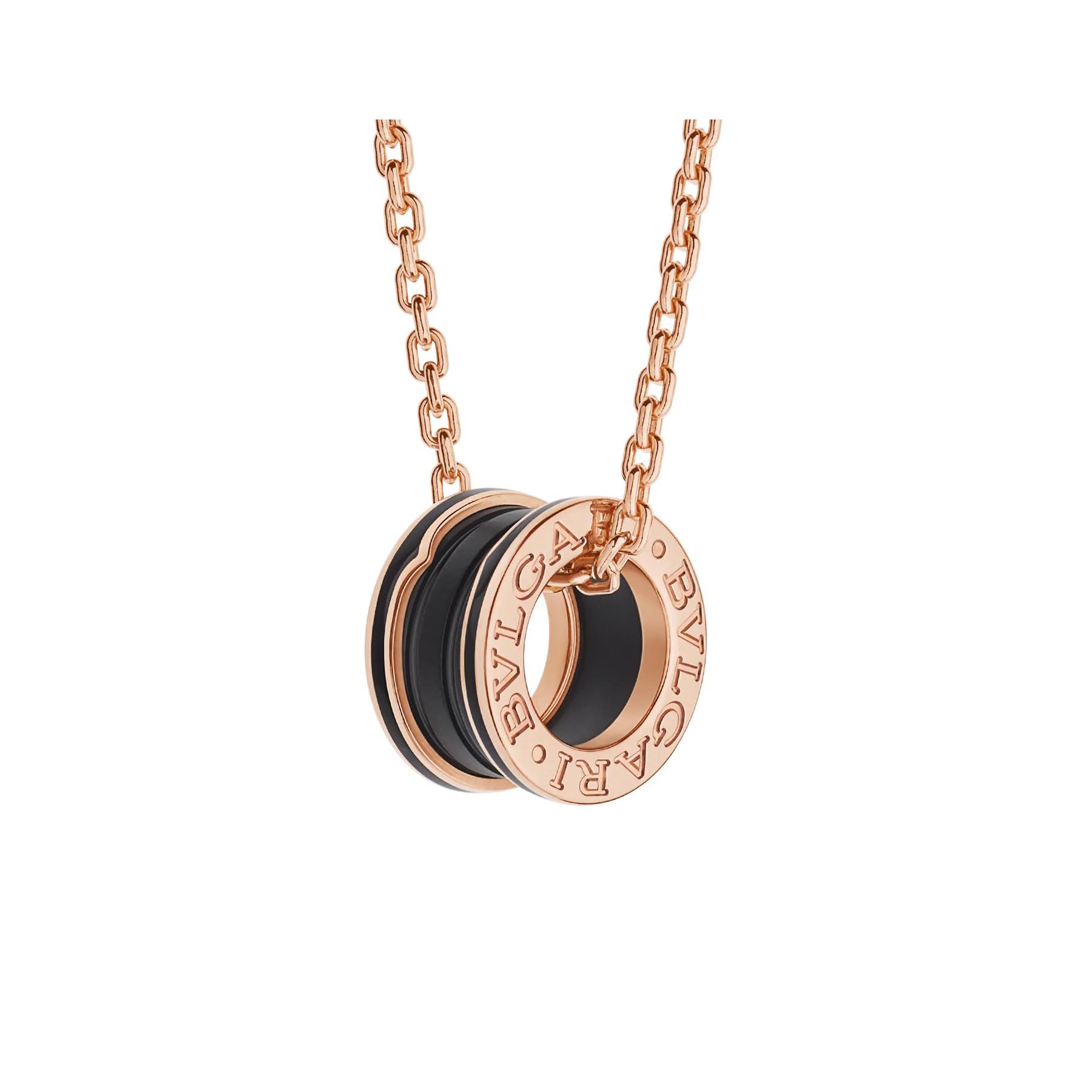 Bvlgari B.zero1 18k Rose Gold and Matte Black Ceramic Pendant Necklace