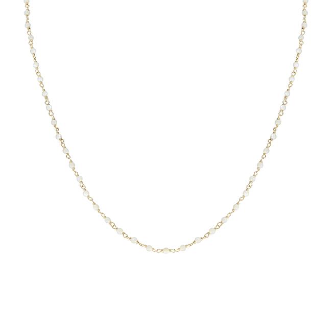 London Collection 14k Yellow Gold Mother of Pearl Beaded Necklace