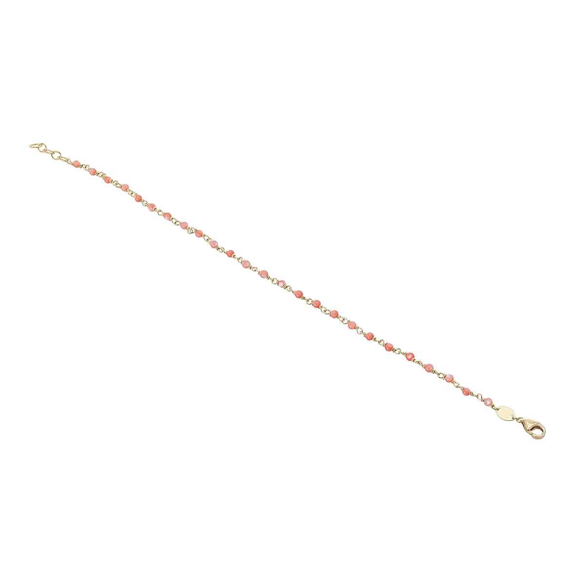 London Collection 14k Yellow Gold Pink Bead Bracelet