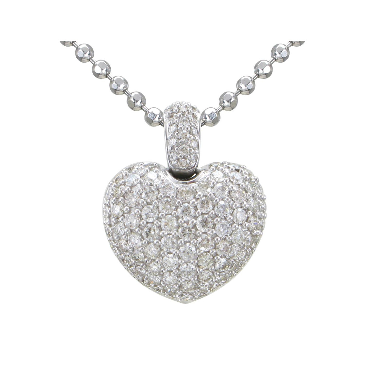 London Collection 18k Pave Diamond Heart Pendant Necklace