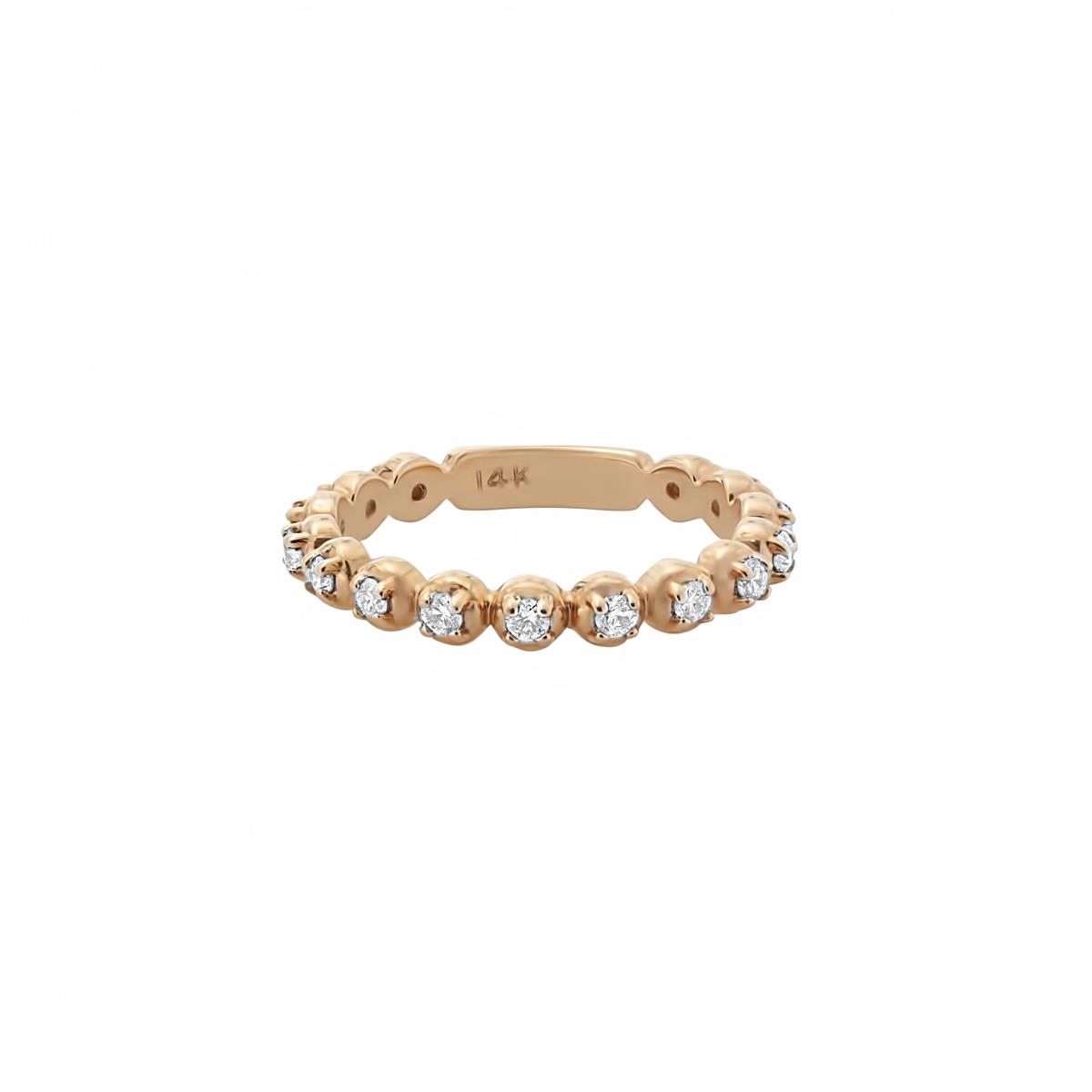 London Collection 14k Gold Diamond Beaded Stack Ring