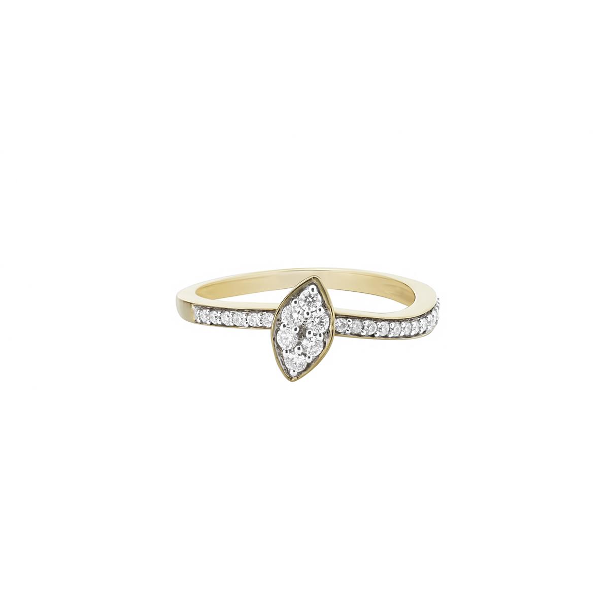 London Collection 14k Gold Marquise Curve Diamond Stack Ring