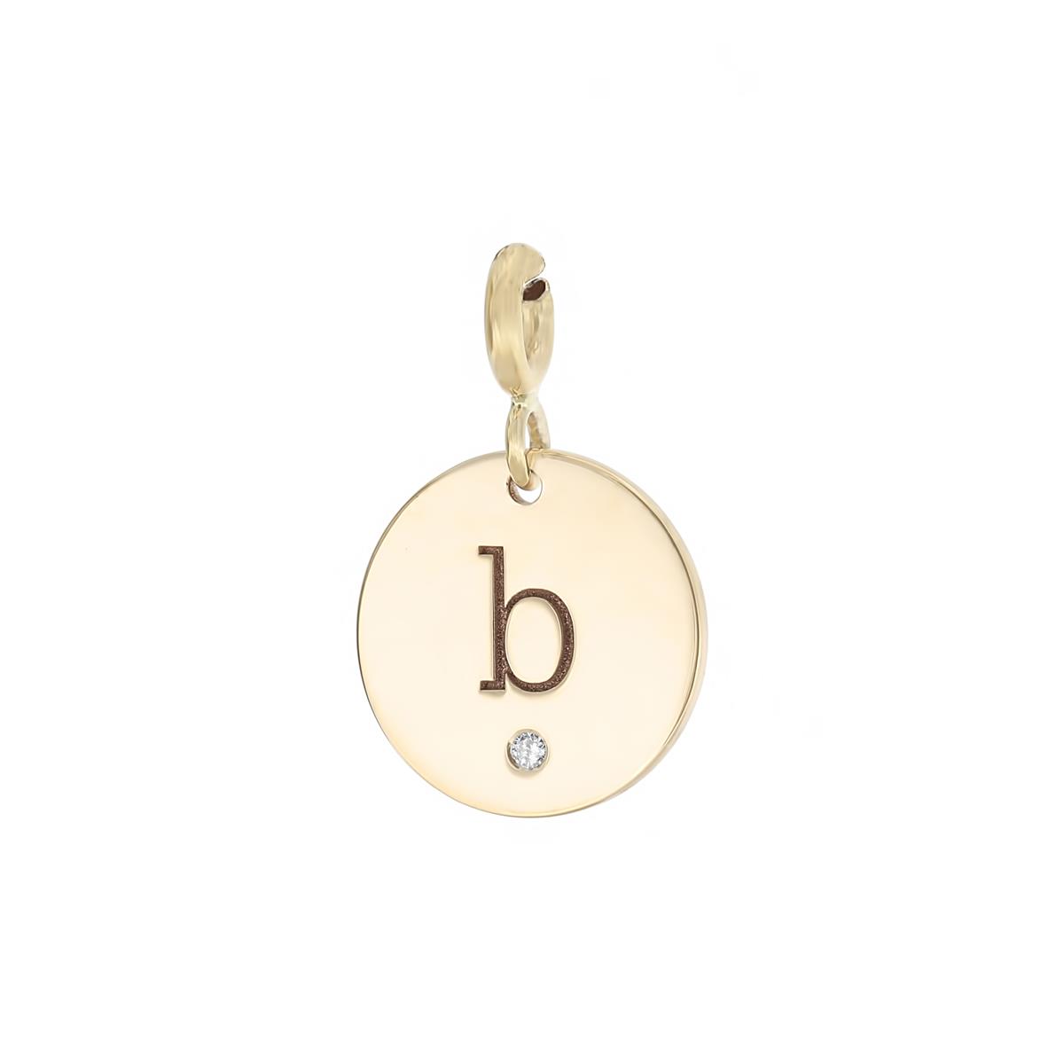 Zoe Chicco 14k Yellow Gold & Diamond B Initial Disc Charm Pendant