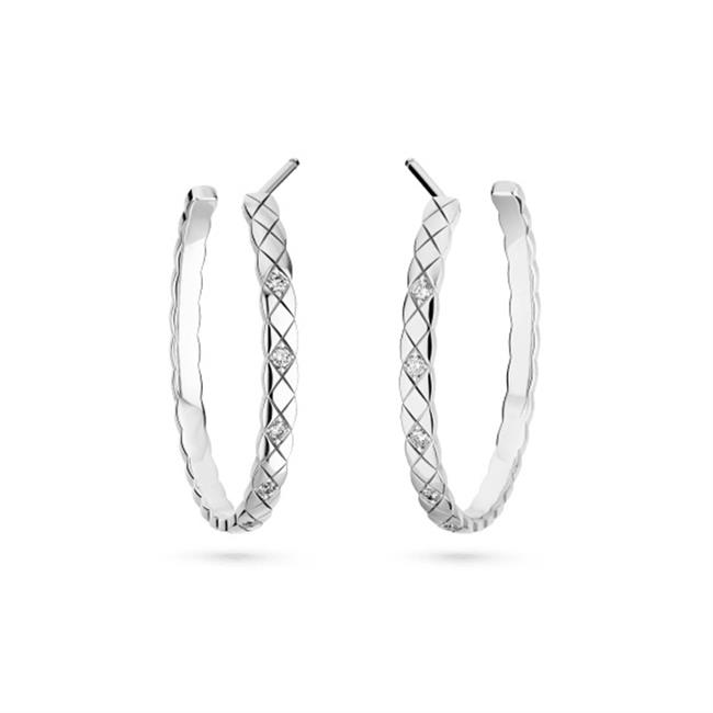 CHANEL COCO CRUSH 18k White Gold Hoop Earrings