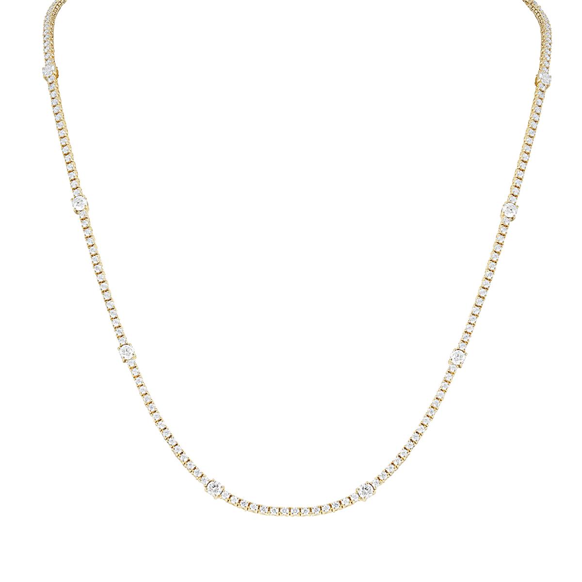 Norman Silverman 18k Yellow Gold Inline Diamond Station Tennis Necklace