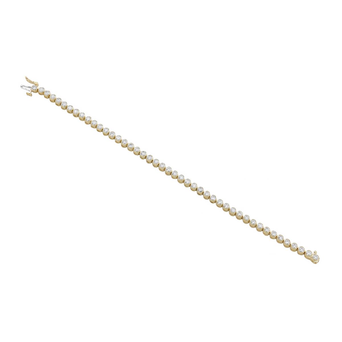 London Collection 14k Yellow Gold Bezel Set Diamond Tennis Bracelet 3.00cts