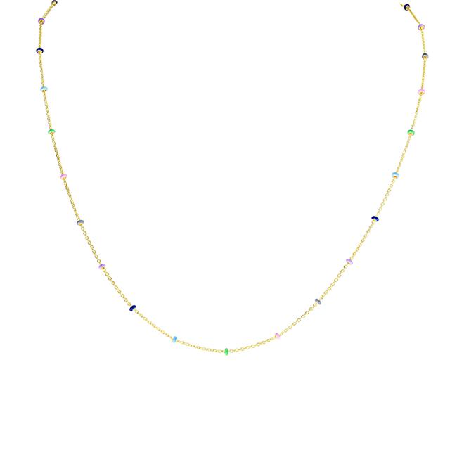 London Collection 14k Yellow Gold Enamel Saturn Chain Necklace