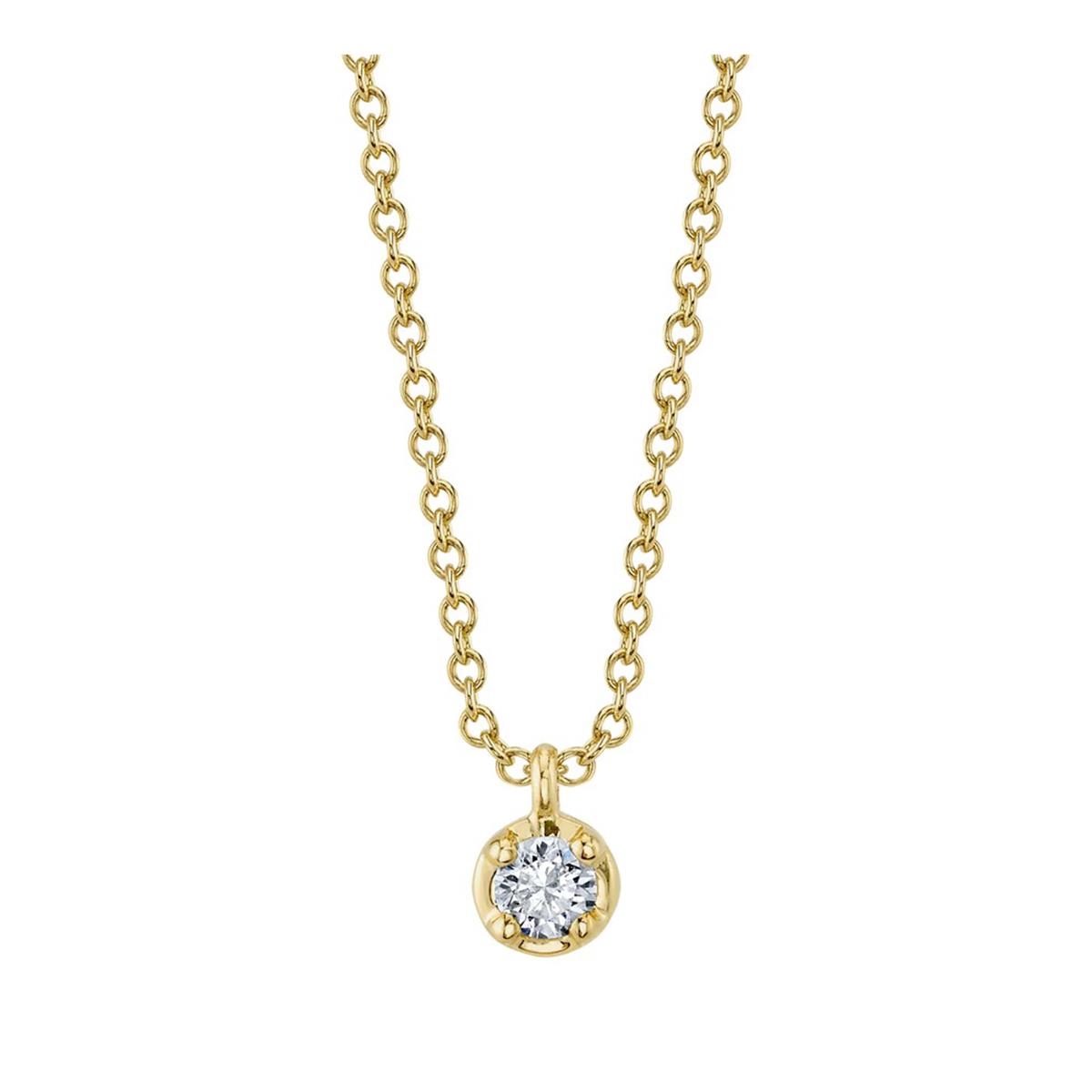 London Collection 14k Yellow Gold Crown Set Diamond Pendant Necklace