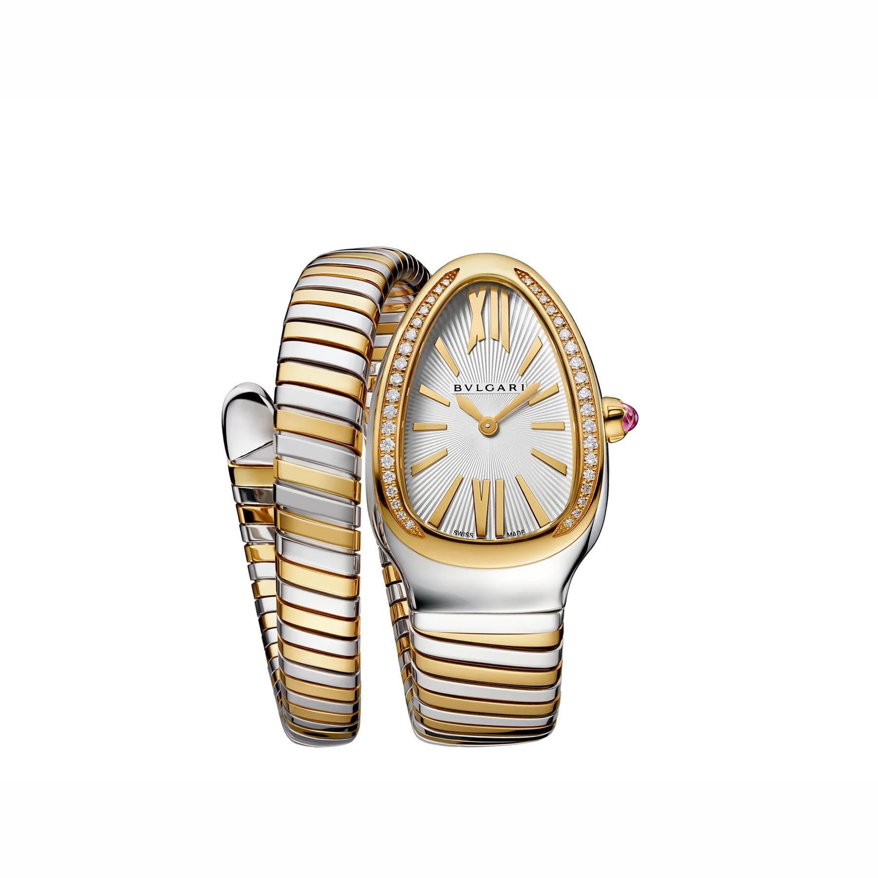 Bvlgari Serpenti Tubogas 18k Two Tone and Stainless Steel 35mm Diamond Ladies Watch