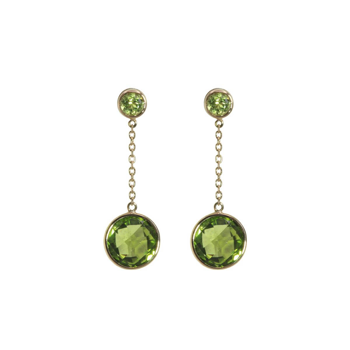 Olivia B 14k Yellow Gold Round Peridot Drop Earrings