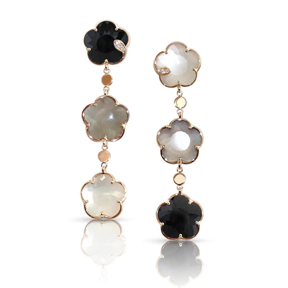 Pasquale Bruni Bouquet Lunaire 18k Rose Gold Mixed Stone Drop Earrings 